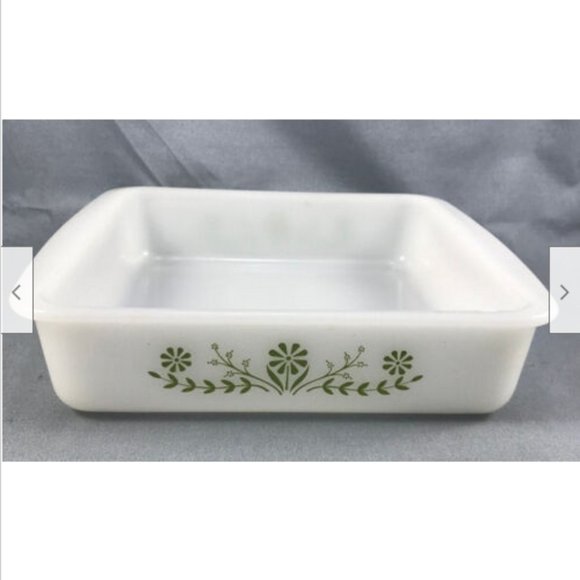 Glasbake Square Cake Pan Avocado Primrose Dream Vintage Jeannette Glass 8" - Picture 2 of 10